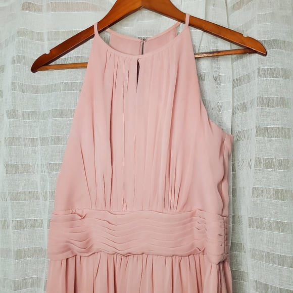 David's Bridal Ballet Pink Halter Maxi Dress Bridesmaid Size 6 - Picture 3 of 12